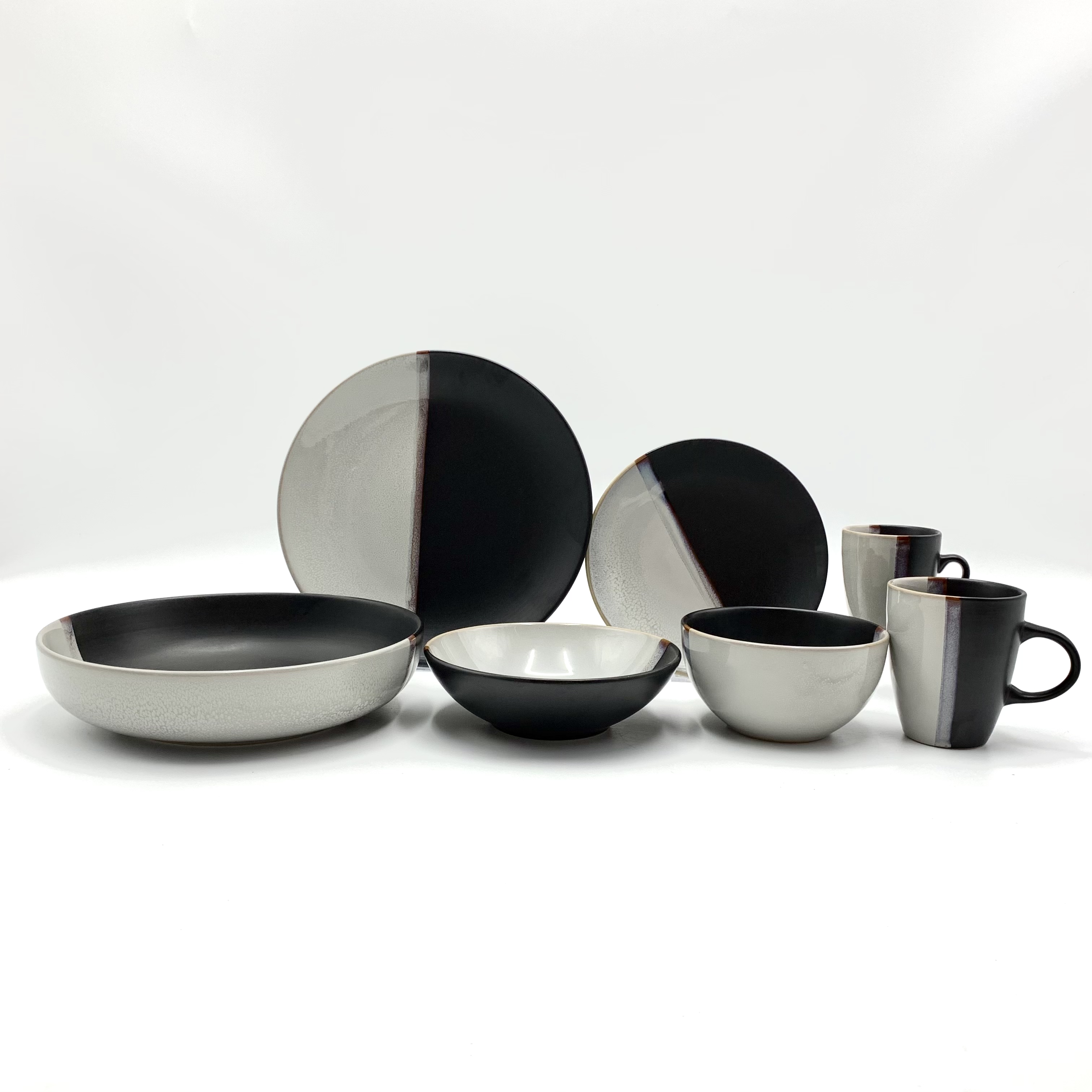 S300724 Reactive and Dip glaze dinner set